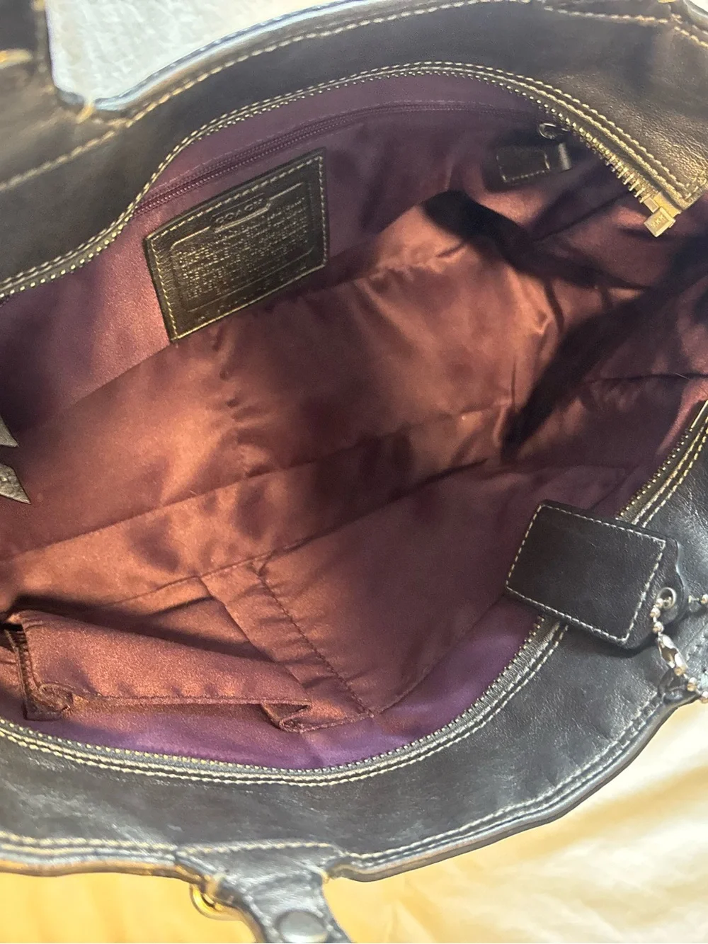 Coach Metallic Gunmetal Pebbled Signature Tote